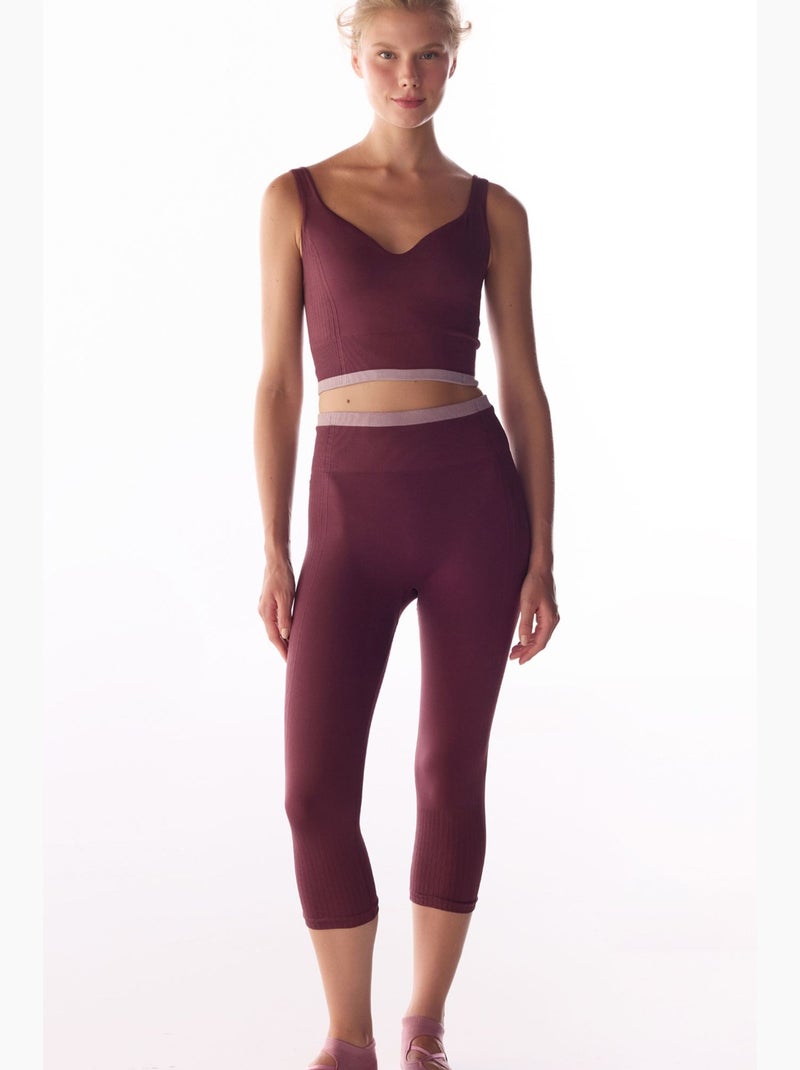 Leggings capri senza cuciture penti Rosso bordeaux - Kiabi