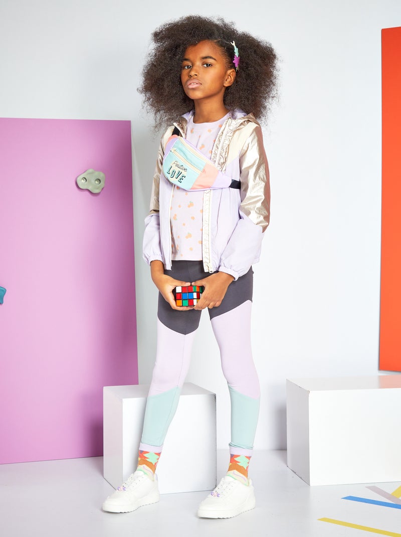 Leggings 'color block' grigio antracite - Kiabi