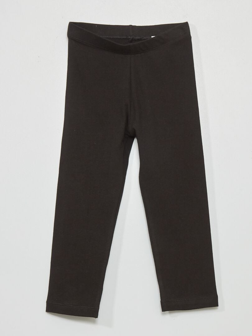 Leggings corti in jersey tinta unita nero - Kiabi