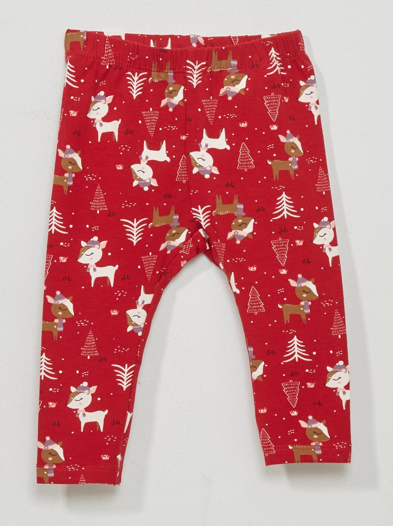 Leggings di Natale in jersey rosso - Kiabi