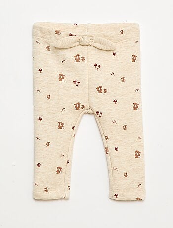 Leggings felpati in mollettone con fiocco
