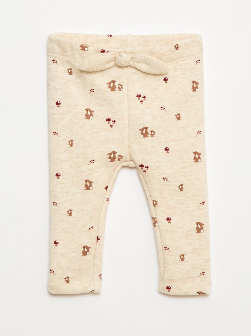 Leggings felpati in mollettone con fiocco Beige - Kiabi