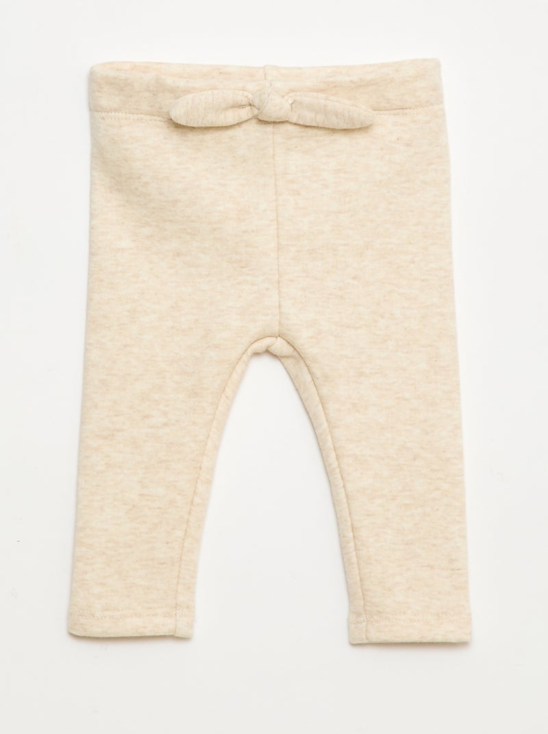 Leggings felpati in mollettone con fiocco Beige - Kiabi