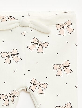 Leggings felpati in mollettone con fiocco