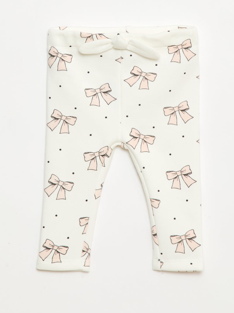 Leggings felpati in mollettone con fiocco Bianco - Kiabi