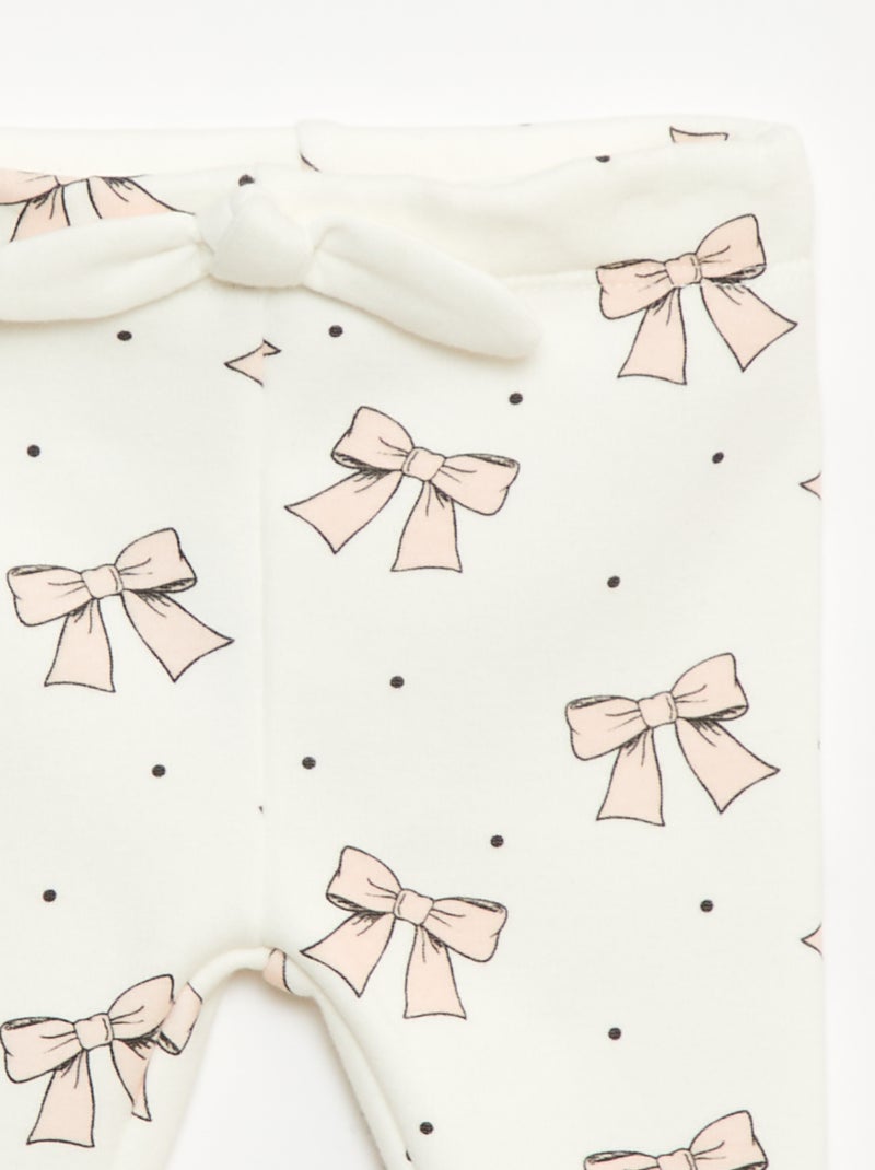 Leggings felpati in mollettone con fiocco Bianco - Kiabi