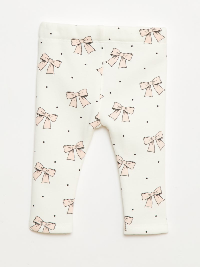 Leggings felpati in mollettone con fiocco Bianco - Kiabi