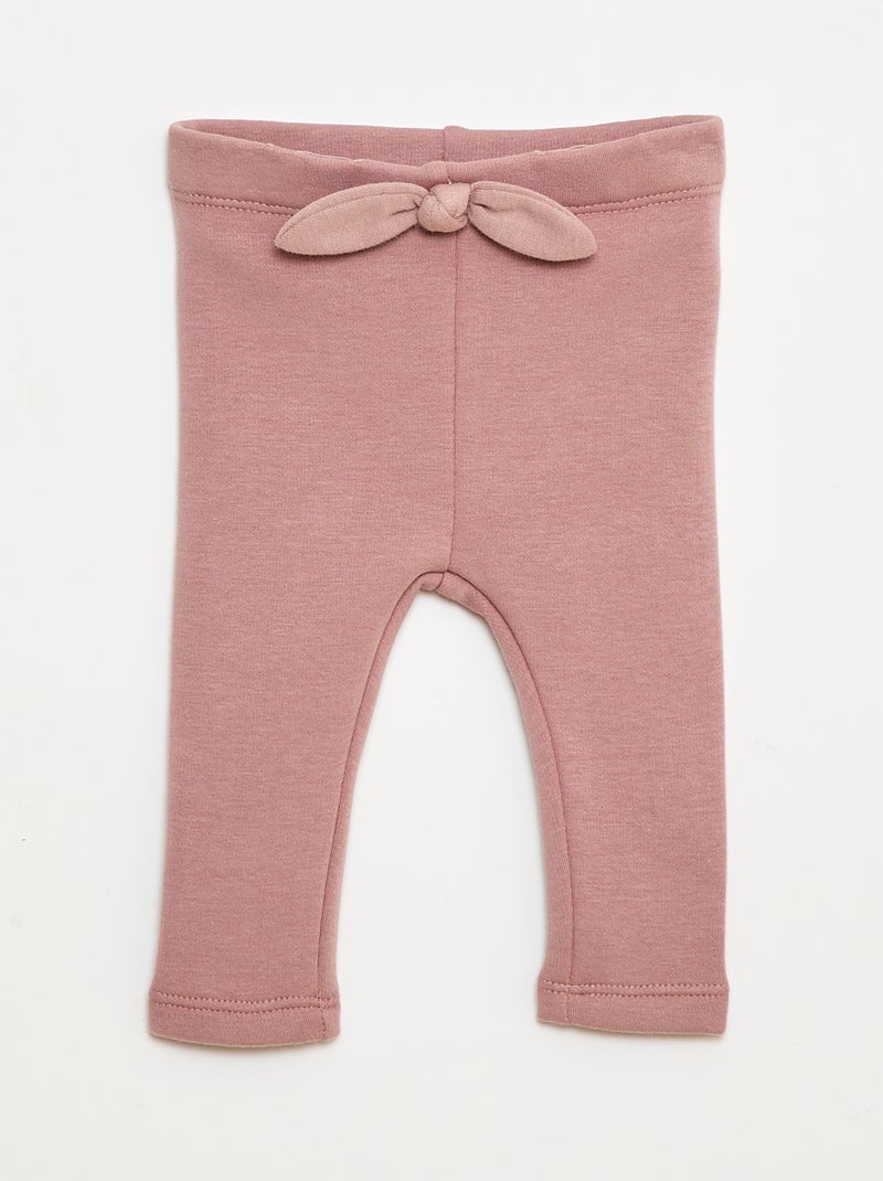 Leggings felpati in mollettone con fiocco Rosa - Kiabi