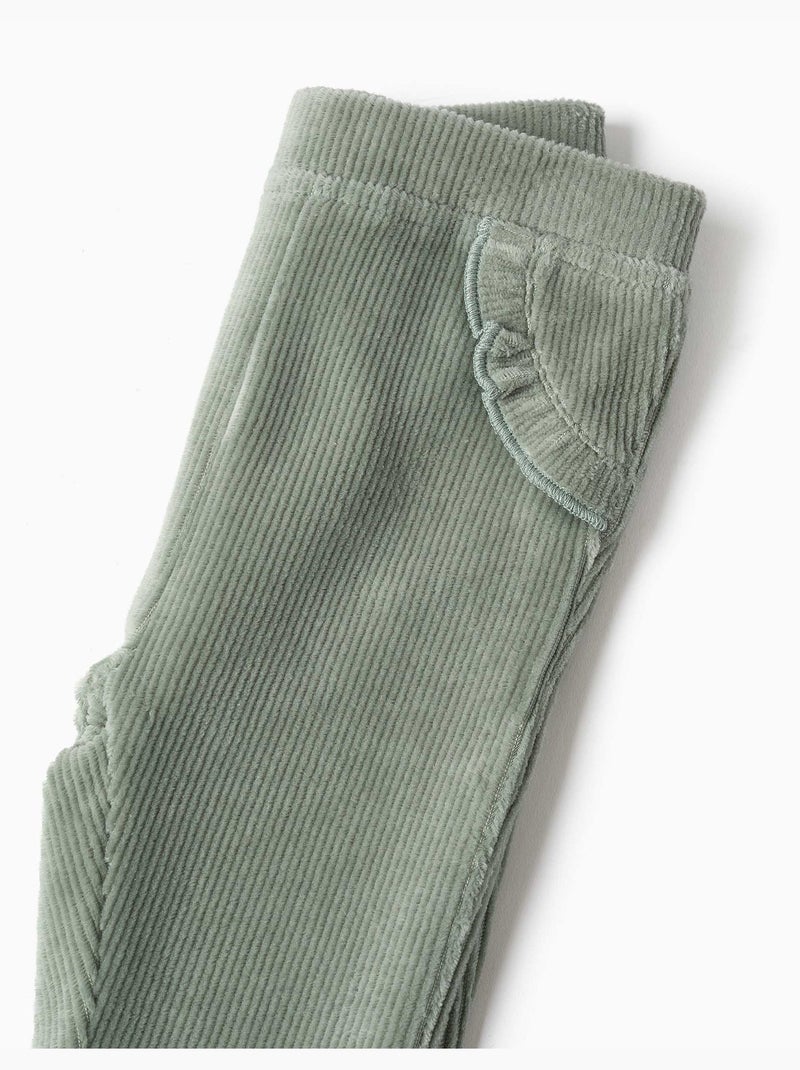 Leggings in corduroy con rouches Verde - Kiabi