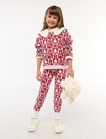 Leggings in cotone con motivo natalizio all-over