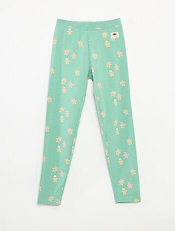 Leggings in cotone con motivo natalizio all-over