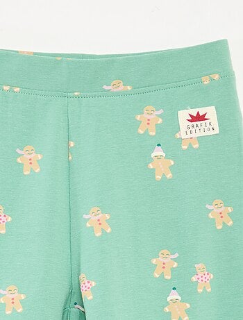 Leggings in cotone con motivo natalizio all-over