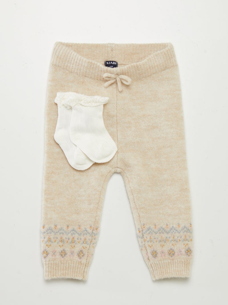 Leggings in jacquard + calzini BEIGE - Kiabi