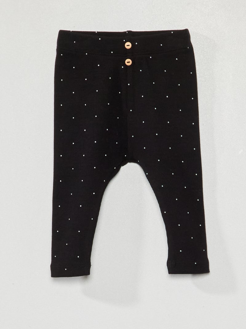 Leggings in maglia a coste a pois nero - Kiabi