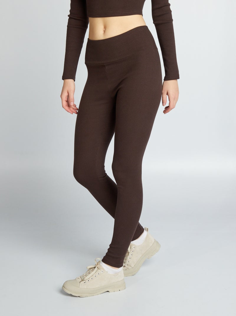 Leggings in maglia a coste MARRONE - Kiabi