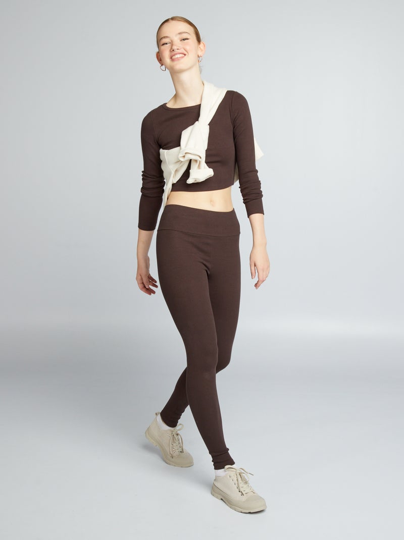 Leggings in maglia a coste MARRONE - Kiabi