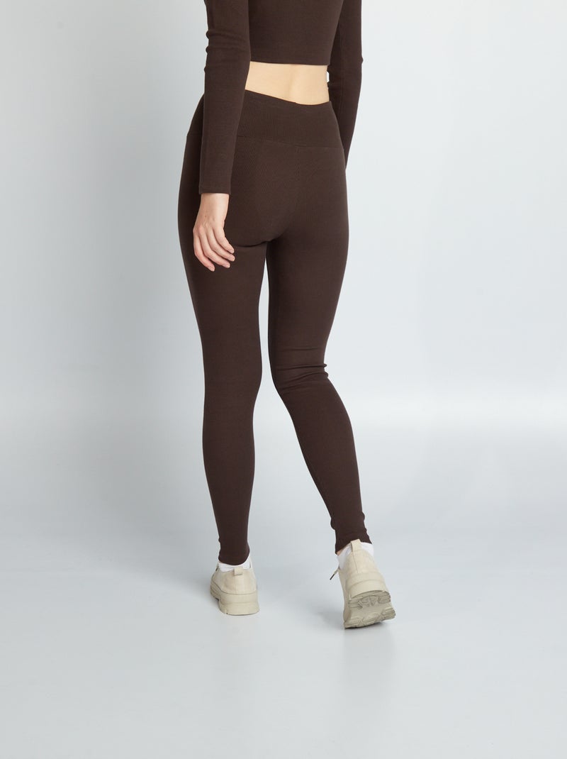 Leggings in maglia a coste MARRONE - Kiabi