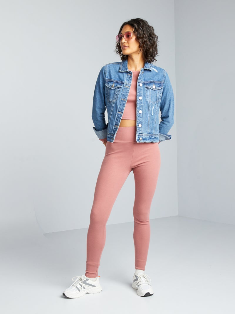 Leggings in maglia a coste ROSA - Kiabi