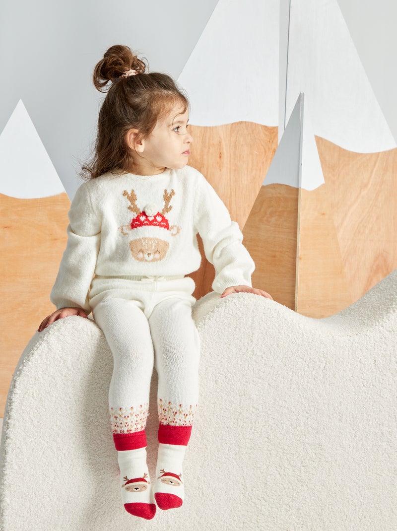 Leggings in maglia + calzini di Natale - 2 pezzi BIANCO - Kiabi
