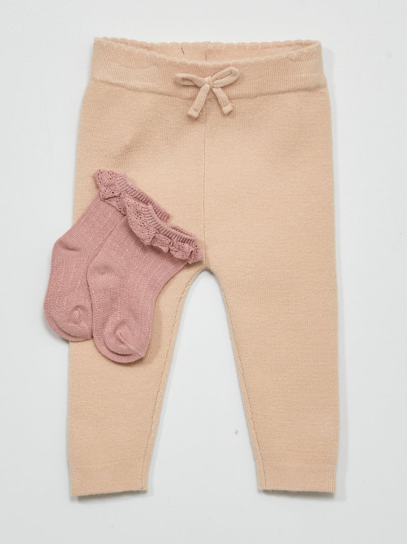Leggings in maglia compatta BEIGE - Kiabi