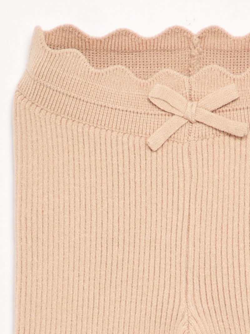 Leggings in maglia con fiocco in vita Beige - Kiabi