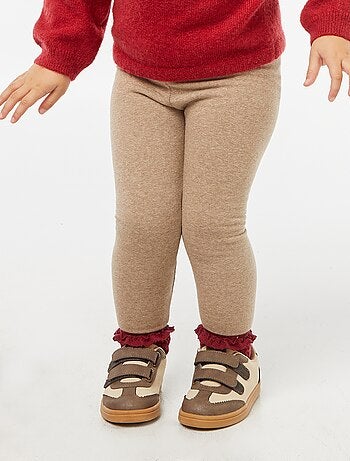 Leggings in maglia garzata di cotone tinta unita