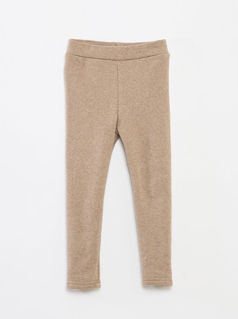 Leggings in maglia garzata di cotone tinta unita Beige - Kiabi