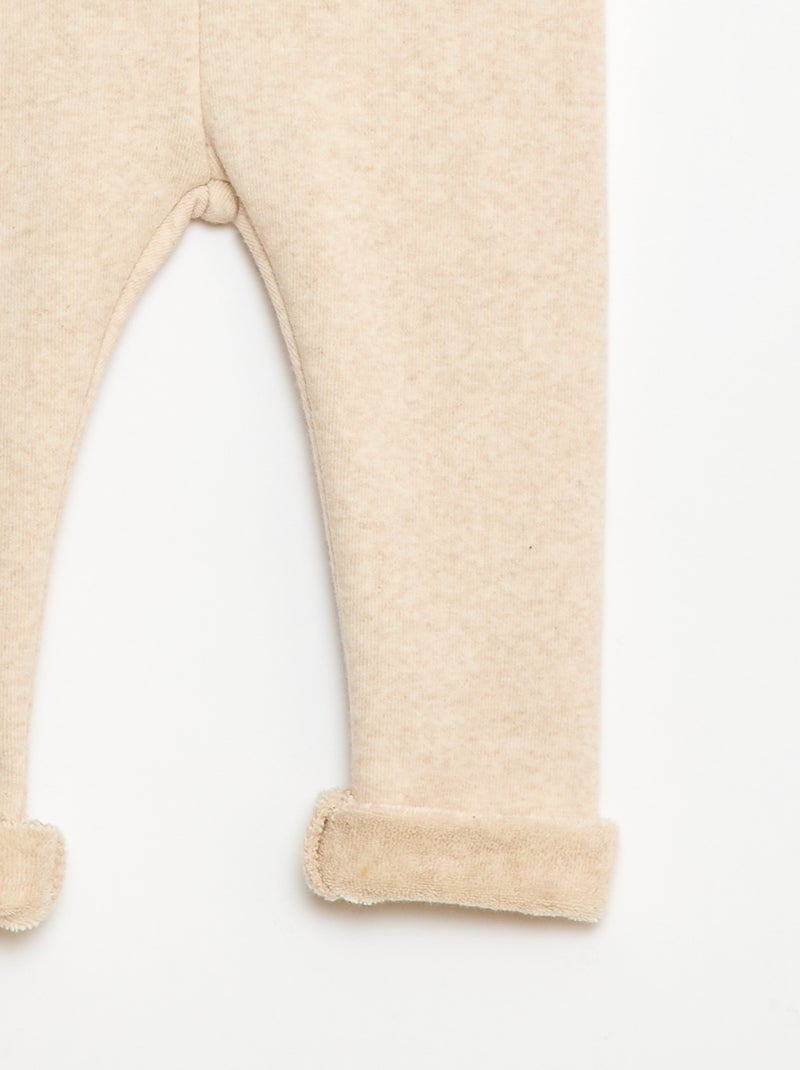 Leggings in maglia garzata di cotone tinta unita Beige - Kiabi