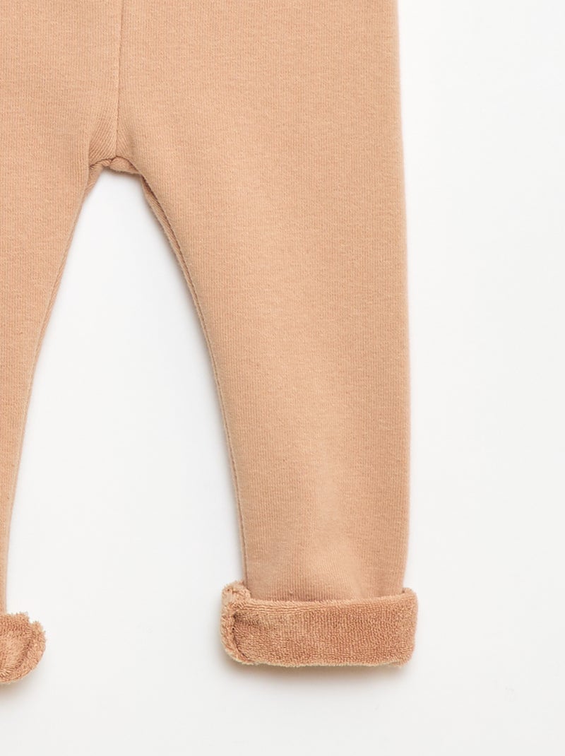 Leggings in maglia garzata di cotone tinta unita Beige - Kiabi