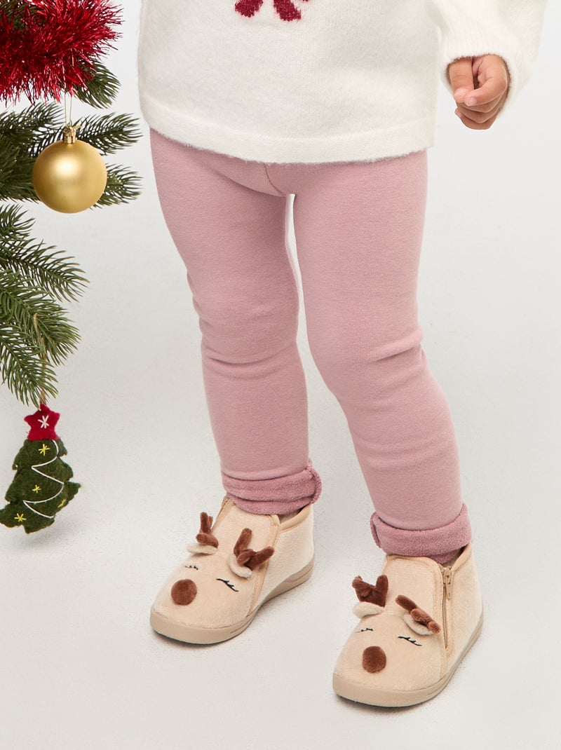Leggings in maglia garzata di cotone tinta unita Rosa - Kiabi