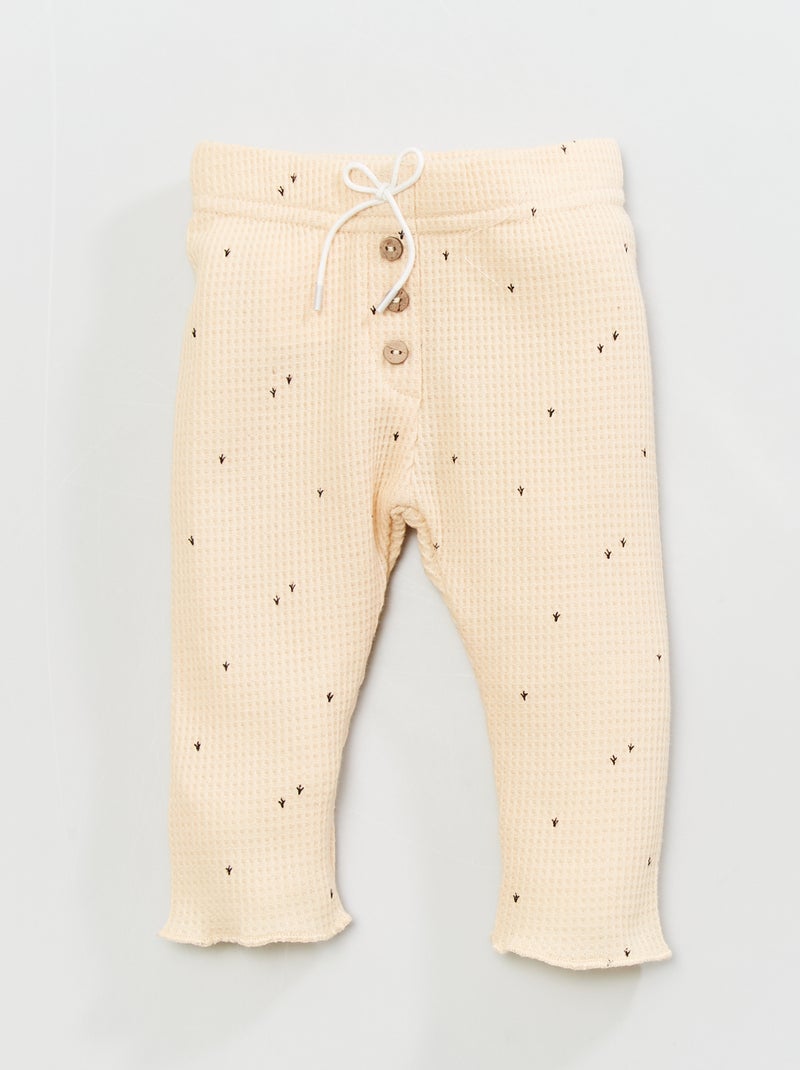Leggings in maglia goffrata BEIGE - Kiabi