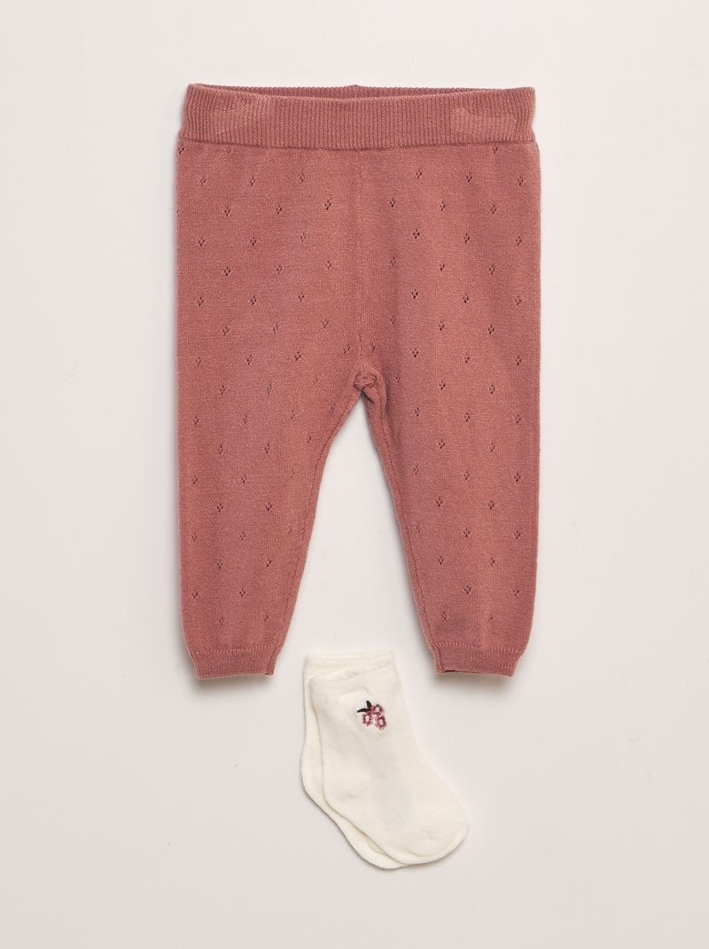 Leggings in maglia pointelle + calzini - 2 pezzi ROSA - Kiabi