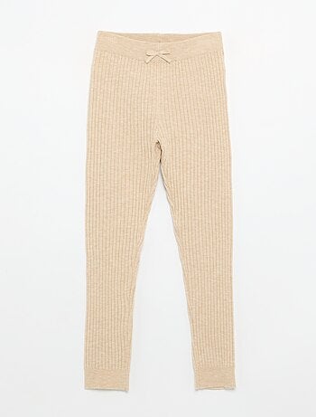 Leggings in maglia tinta unita con fiocco in vita