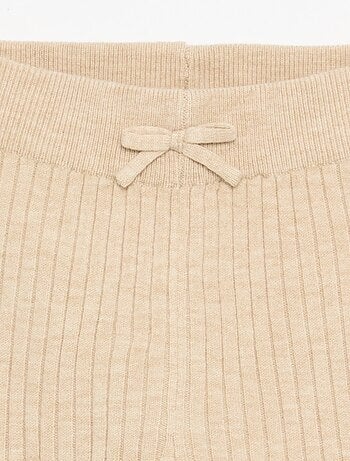 Leggings in maglia tinta unita con fiocco in vita