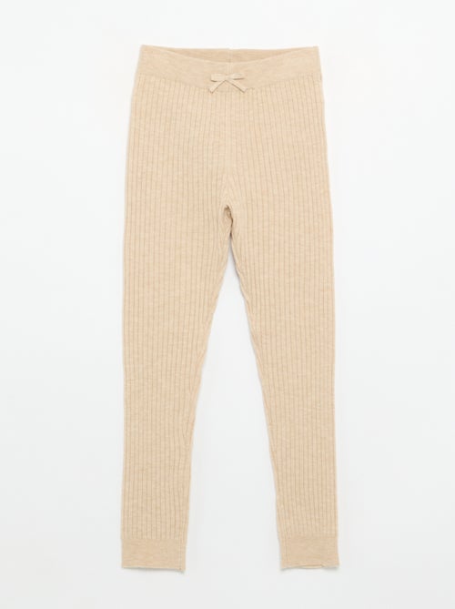 Leggings in maglia tinta unita con fiocco in vita - Kiabi