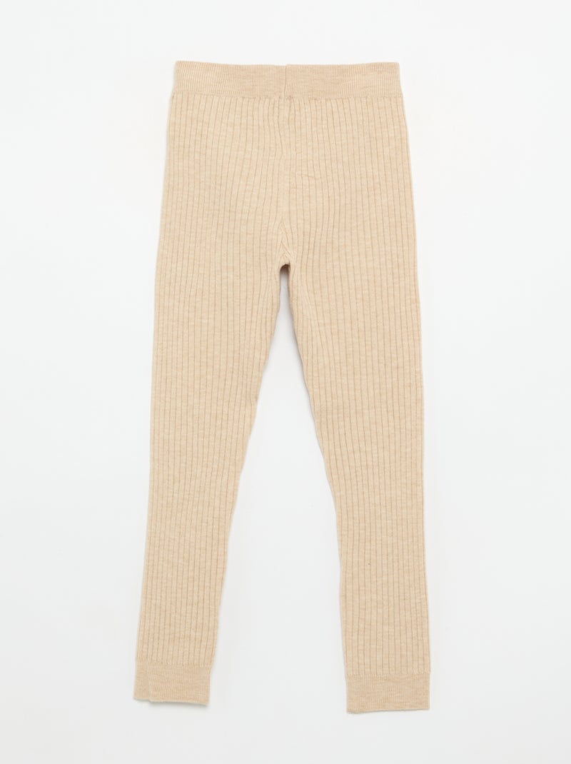 Leggings in maglia tinta unita con fiocco in vita Beige - Kiabi