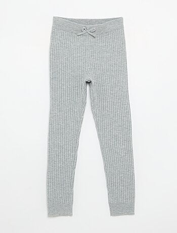 Leggings in maglia tinta unita con fiocco in vita