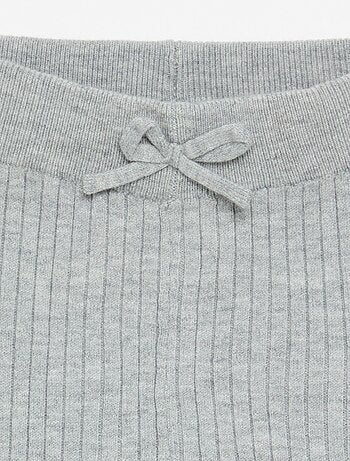 Leggings in maglia tinta unita con fiocco in vita