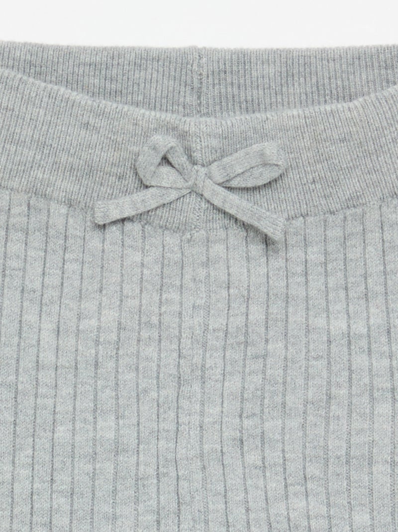 Leggings in maglia tinta unita con fiocco in vita Grigio - Kiabi