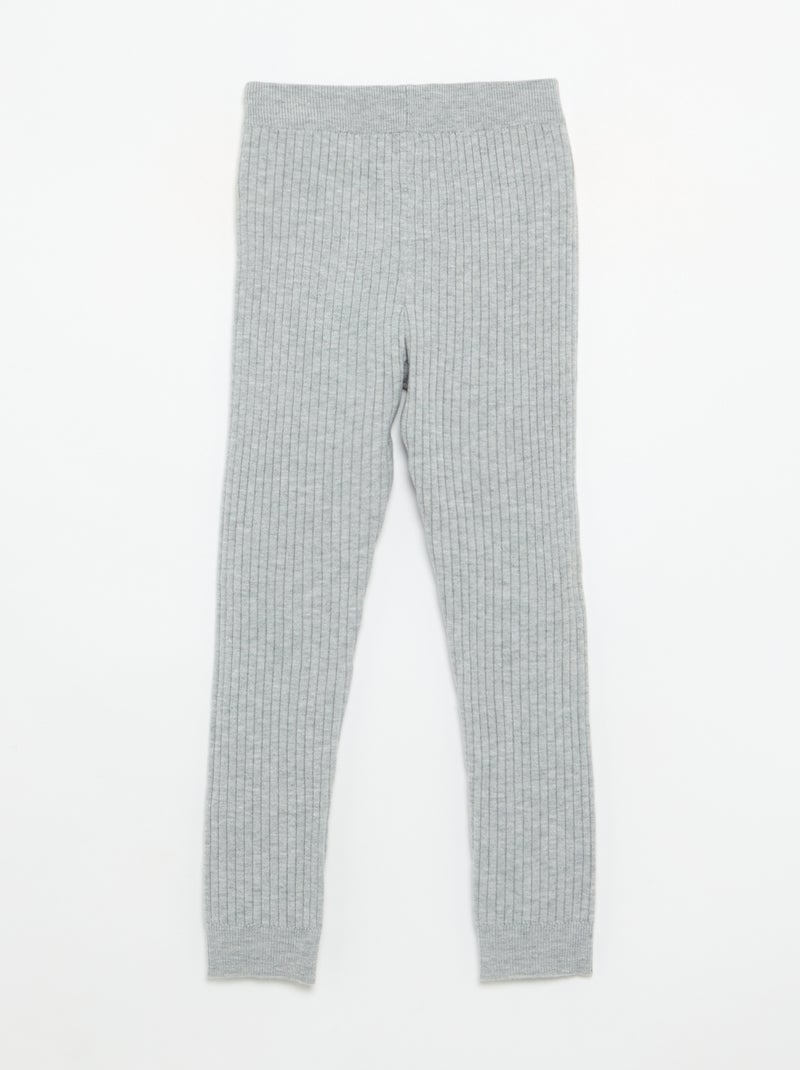 Leggings in maglia tinta unita con fiocco in vita Grigio - Kiabi