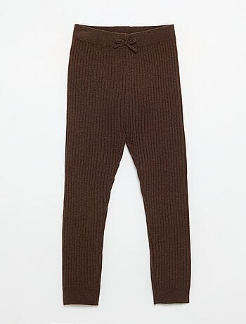 Leggings in maglia tinta unita con fiocco in vita