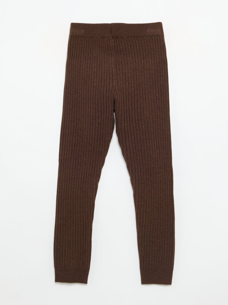 Leggings in maglia tinta unita con fiocco in vita Marrone - Kiabi