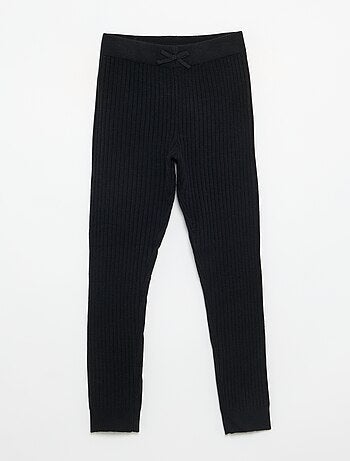 Leggings in maglia tinta unita con fiocco in vita
