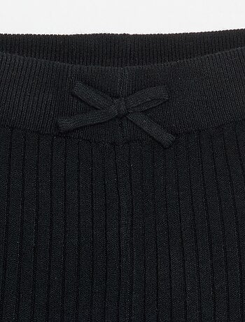 Leggings in maglia tinta unita con fiocco in vita