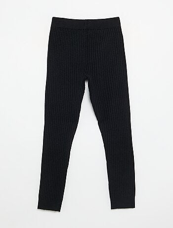 Leggings in maglia tinta unita con fiocco in vita