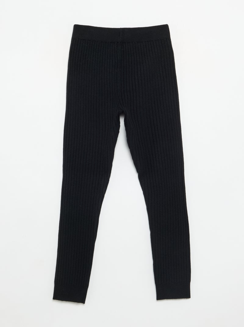 Leggings in maglia tinta unita con fiocco in vita Nero - Kiabi