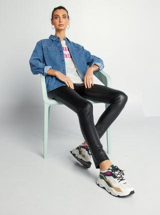Leggings in similpelle a vita alta
