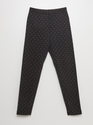 Leggings in tessuto felpato con motivo