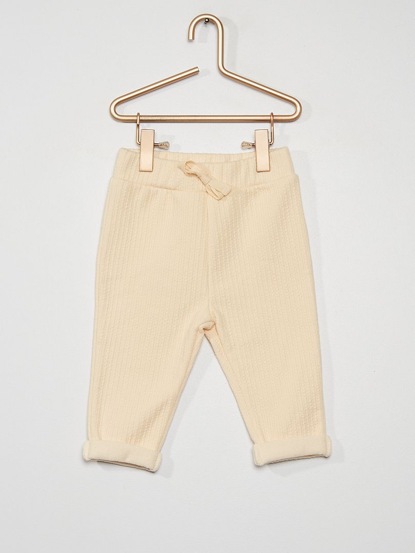 Leggings in tessuto felpato fantasia ecru - Kiabi