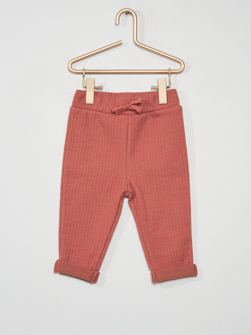 Leggings in tessuto felpato fantasia rosso mattone - Kiabi